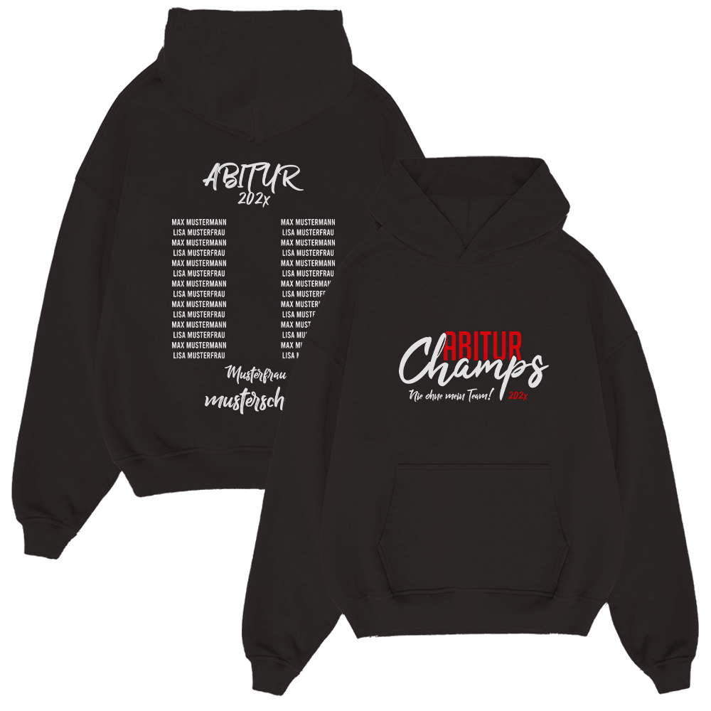 Hoodie, Schwarz, Bedruckt, Champs, Abitur, Hoodie, Pullover, Schwarz, Grafik, Champs
