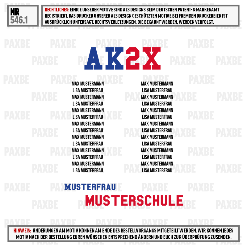 T-Shirt, Musterfrau, Musterscuhu?, Druckmotiv, Labelbild, lettering, MUSTERFRAU, MUSTERSCHULE, AK2X, MUSTERMANN