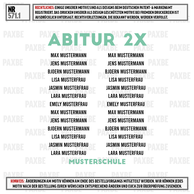 Abitur 2x, Schülername, Musterschule, Musterfrau, Mustername, A4, Musterkarte, Abitur 2x, Notenliste, Schule