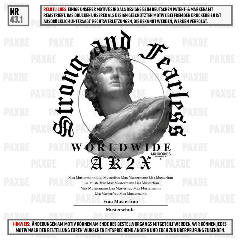 STRONG AND FEARLESS 43.1 Werbung, Plakat, Person, Gesicht, Text