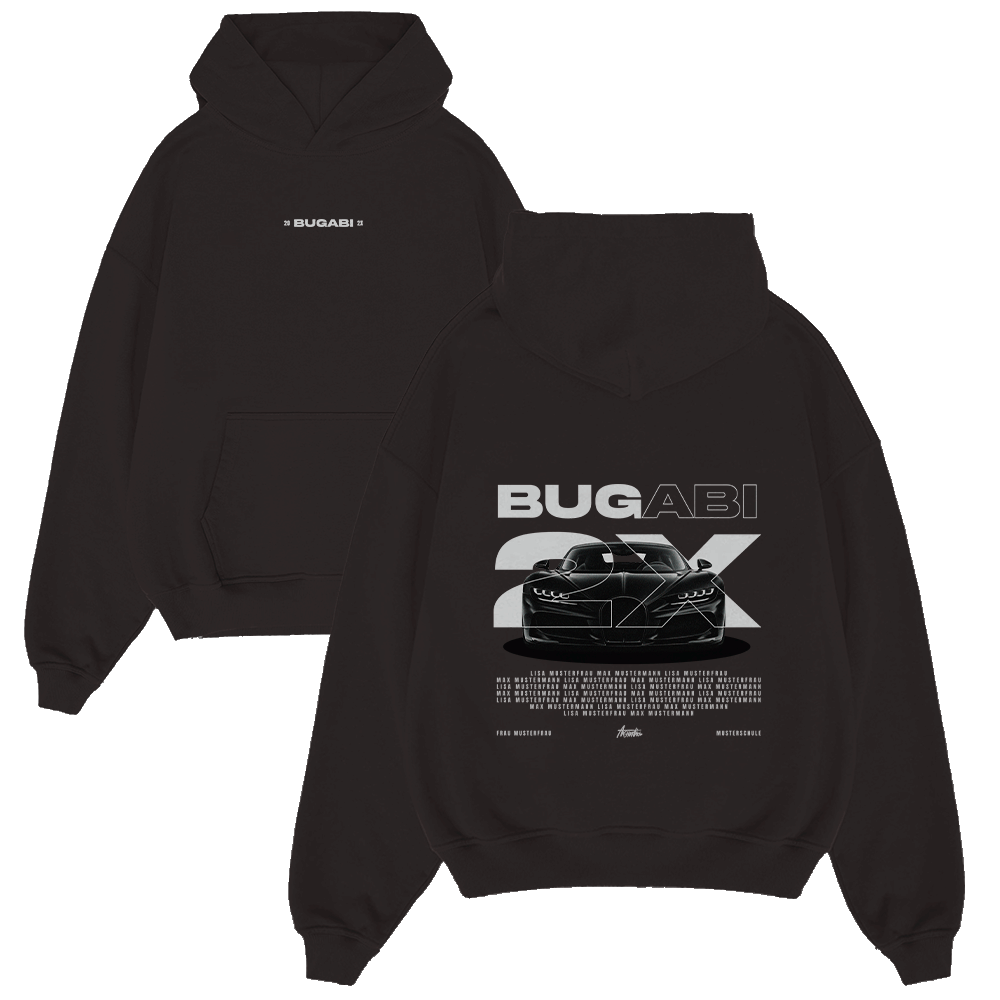 hoodie, schwarz, Auto Grafik, Vordertasche, unisex, Hoodie, Schwarz, Autografik, Bugatti, Vordertasche