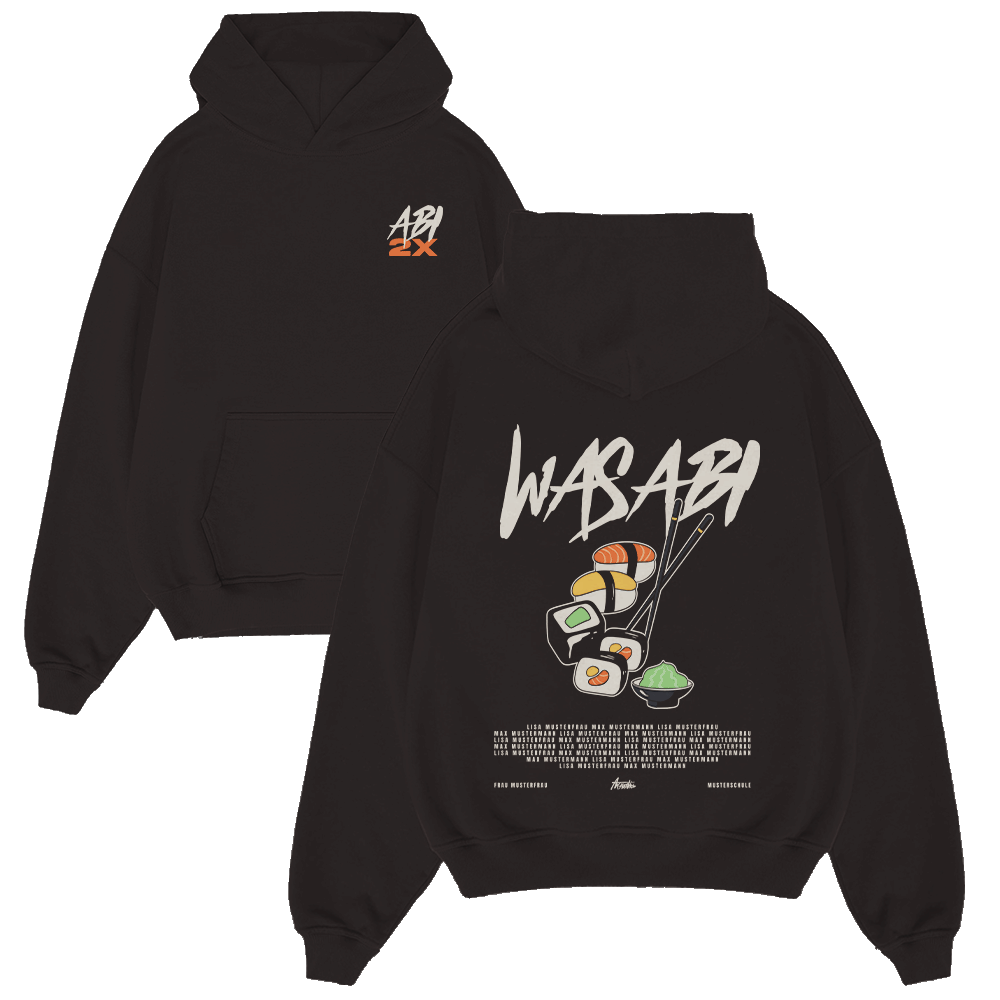Hoodie, Sushi print, Känguru tasche, Schwarz, Kapuze, hoodie, schwarz, sushi, grafik, fronttasche