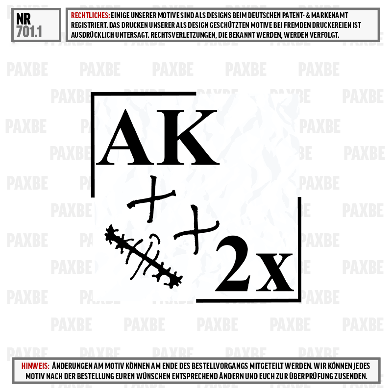 AK, plus, 2x, cross, stitches, AK, +, 2x, Motiv, Tattoos