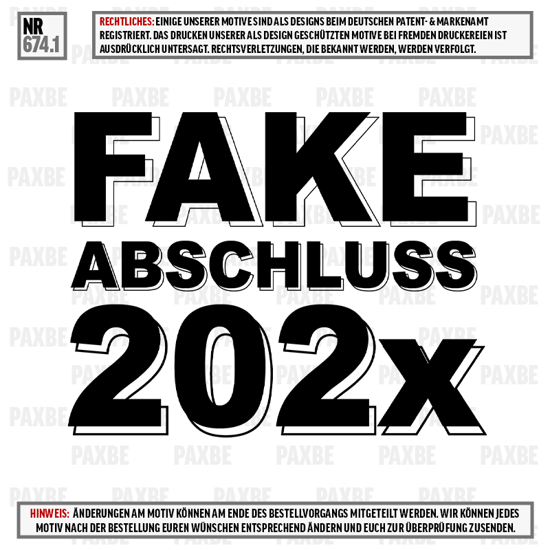 FAKE ABSCHLUSS 674.1  Werbung, Text, Plakat