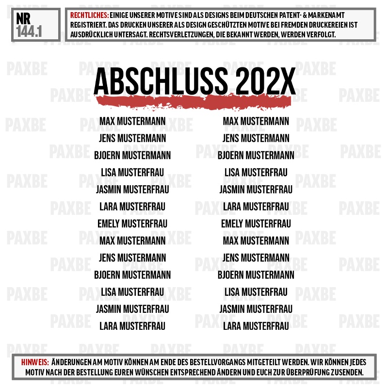 abschluss, jährlich, abschlussliste, namensliste, jahrgang, Abschluss 202X, Musterpersonen, Namenliste, Abiturzeugnis, Belegliste