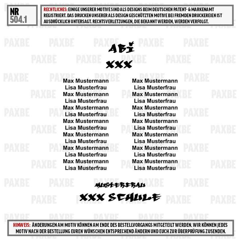 Mustername, Musterfrau, Schule, XXL, Logo, Maske, Textur Muster, Logo, Doppelspalte, Foto