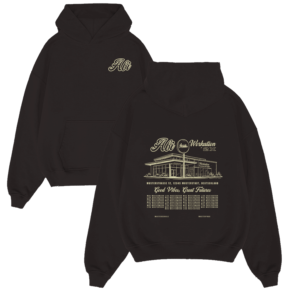 Hoodie, Schwarz, Kapuzenpullover, Frontdruck, Rückenprint,  Hoodie, Schwarz, Grafikdruck, Kapuze, Kängurutasche