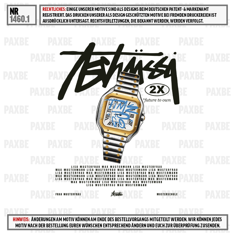 Uhr, Zweifarbig, Metallarmband, quadratisches Zifferblatt, blaues Zifferblatt