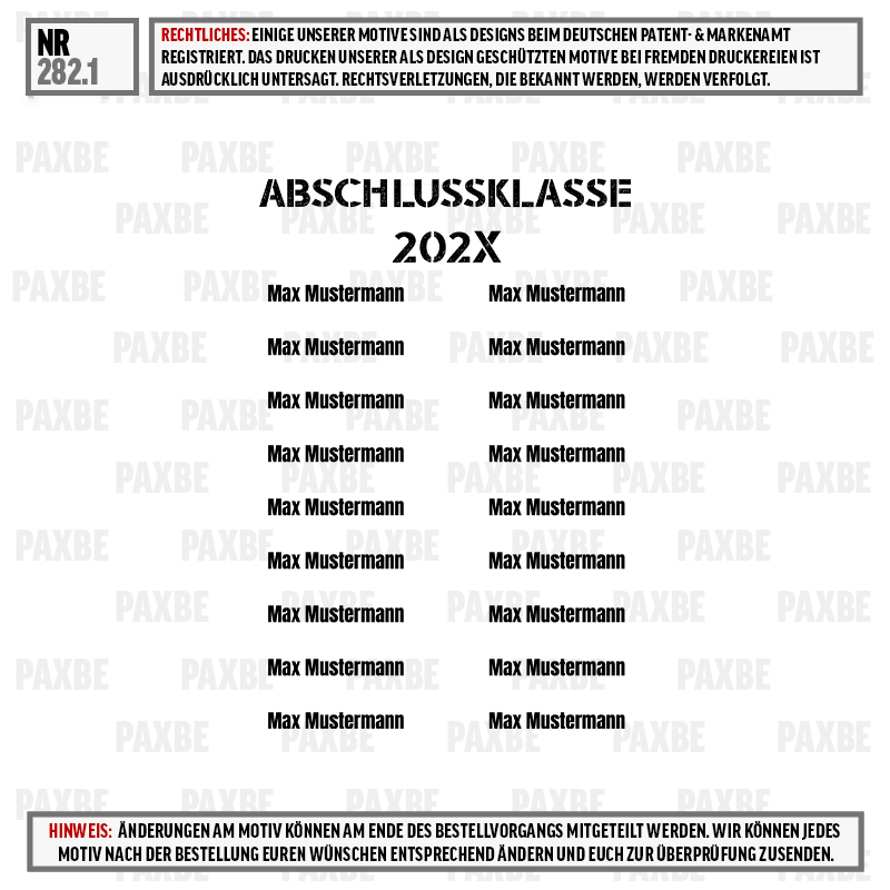 matura, abschlussklasse, jahr 202X, namensliste, schülername, abitur, zeugnis, klasse 202x, namensplatzhalter, layout