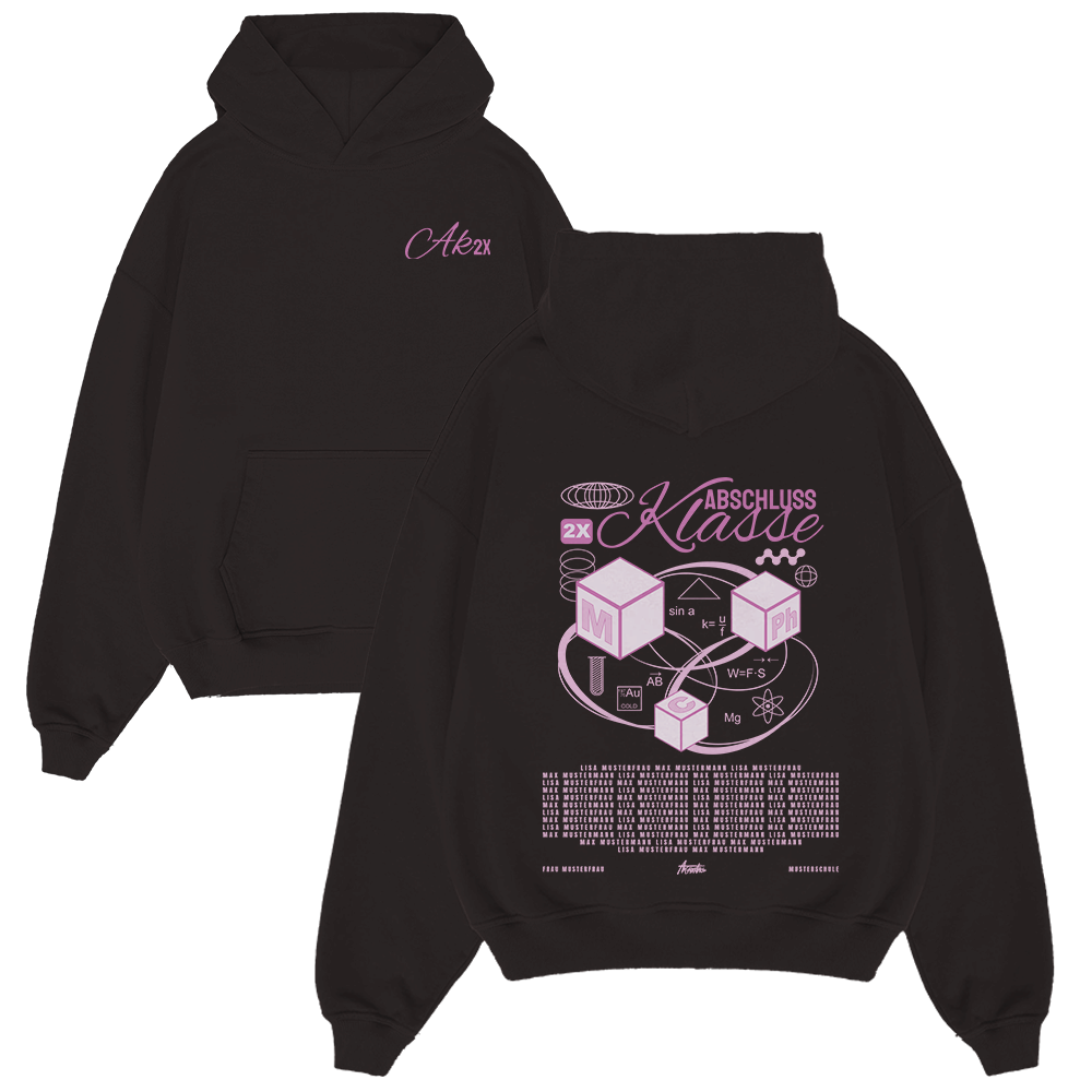 Hoodie, Schwarz, Konstruktion, Pink, Bedruckt
