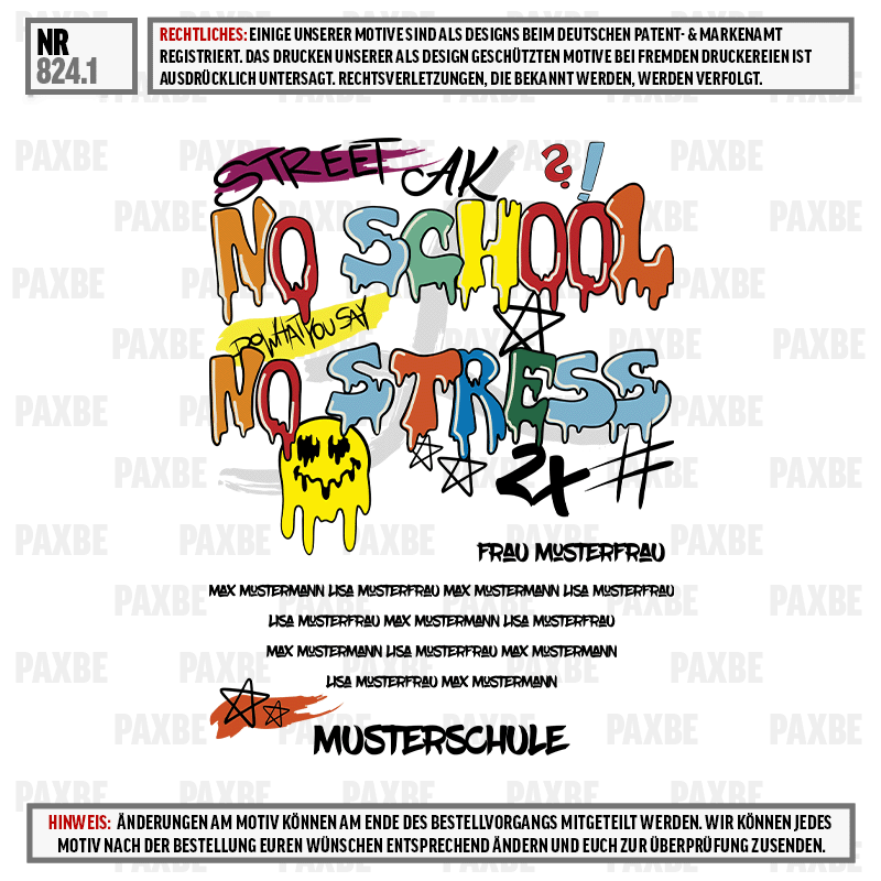 Street Art, Keine Schule, Keine Express, Musterschule, Graffiti, Streetwear, Grafik, T-Shirt, Schädel, Schmelzend