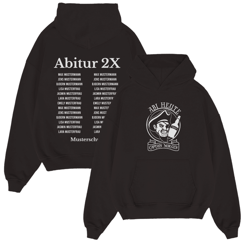 Hoodie, Schwarz, Grafik, Bedruckt, Unisex, Hoodie, Schwarz, Vordertasche, Grafikdruck, Abitur 2X
