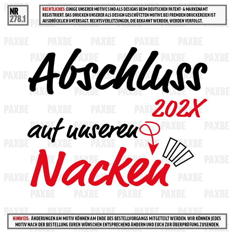 ABSCHLUSS AUF UNSEREN NACKEN 278.1  ABSCHLUSS AUF UNSEREN NACKEN 278.1