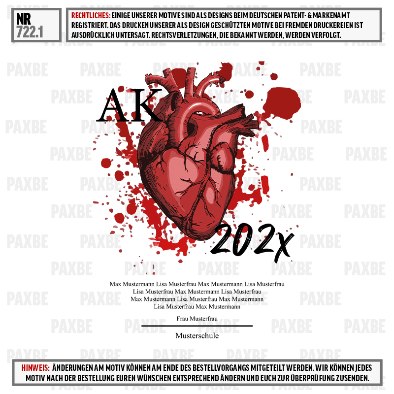Herz, Kunstdruck, Blutspritzer, Medizinische Illustration, Schulprojekt, Herz, Kunst-Druck, Schulabschluss, Jahresartikel, Musterschule