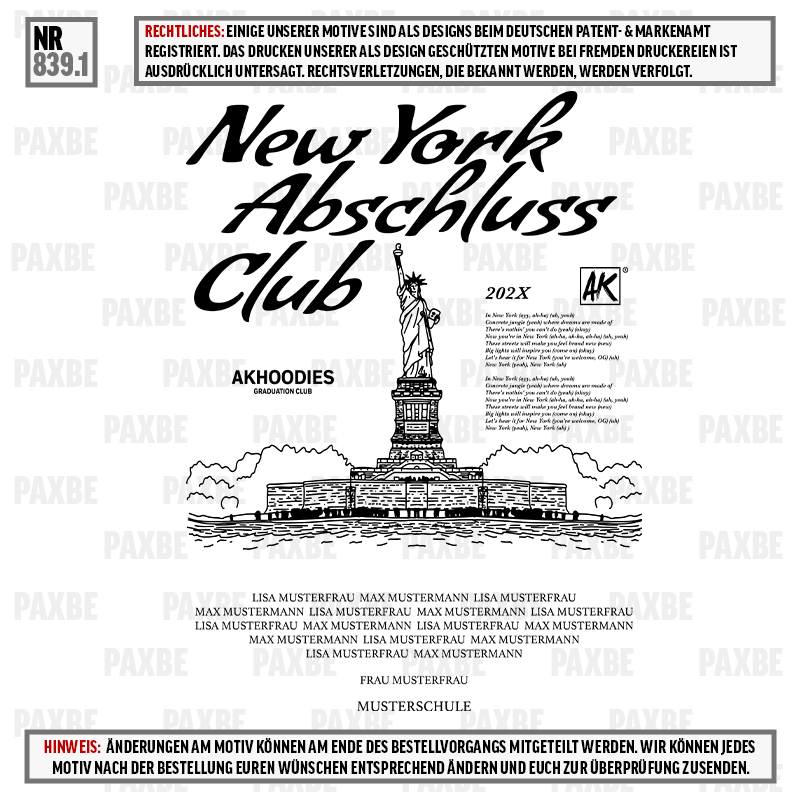 NEW YORK ABSCHLUSS CLUB 839.1 NEW YORK ABSCHLUSS CLUB 839.1