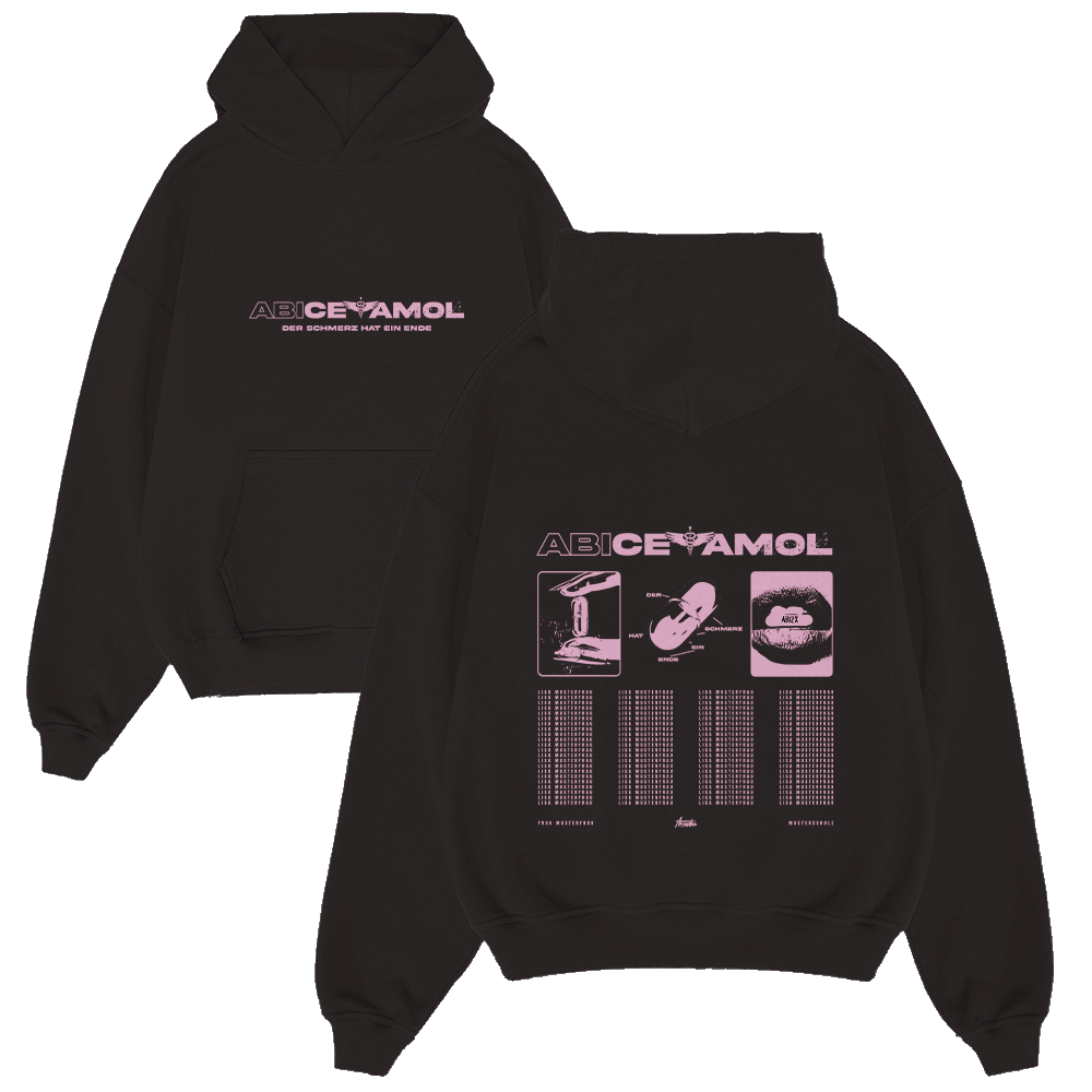 Hoodie, Schwarz, Logo, Rückseite-Print, Kapuzenpullover, hoodie, schwarz, pinkes print, grafik-hoodie, fronttasche