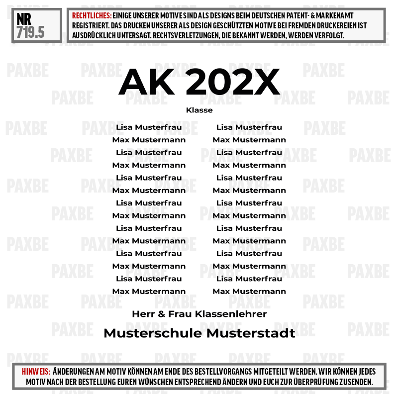 ak 202x, klassenunterricht, musterschule, klassenzuordnung, lehrerbild, class photo, class roster, students, class list, Musterliste
