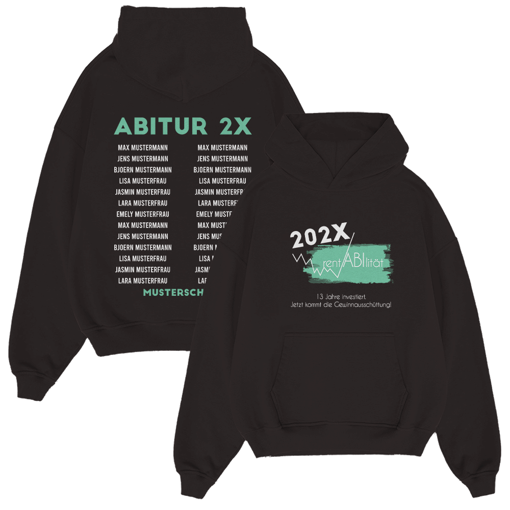 Hoodie, Schwarz, Print, 202X, Logo Pinsel, Hoodie, Schwarz, Kapuze, Sweatshirt, Abitur 2X