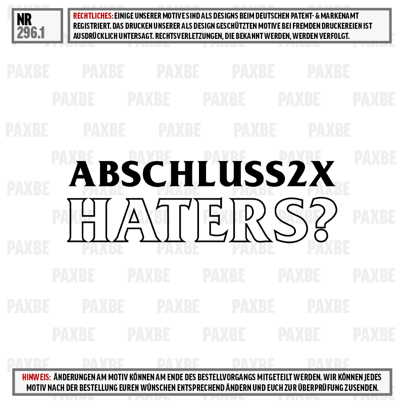 T-Shirt, Hoodie, Halter, Bildschirmdruck, Modefolie, Text, Design, HATER?, ABSCHLUSS2X, Grafik