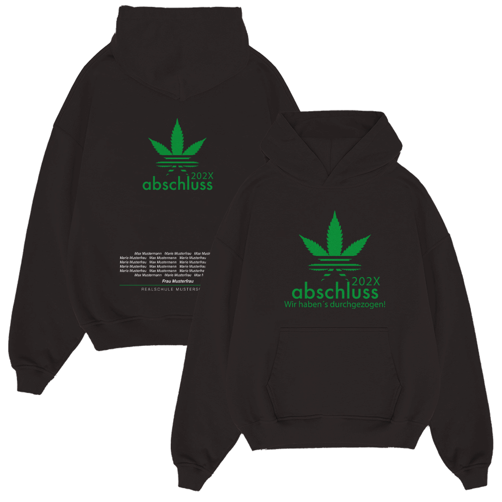 hoodie, schwarz, grünes logo, cannabisblatt, abschluss 202X, Hoodie, Schwarz, Grünes Logo, Cannabisblatt, Abschluss-Design