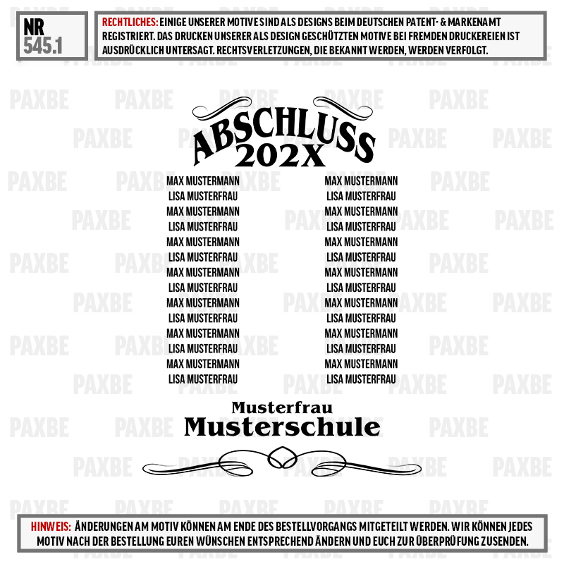 Abschluss 202x, Musterfrau, Musterschule, Dokumentationsblatt, Name Liste, zertifikat, musterfrau, abschluss, schule, muster