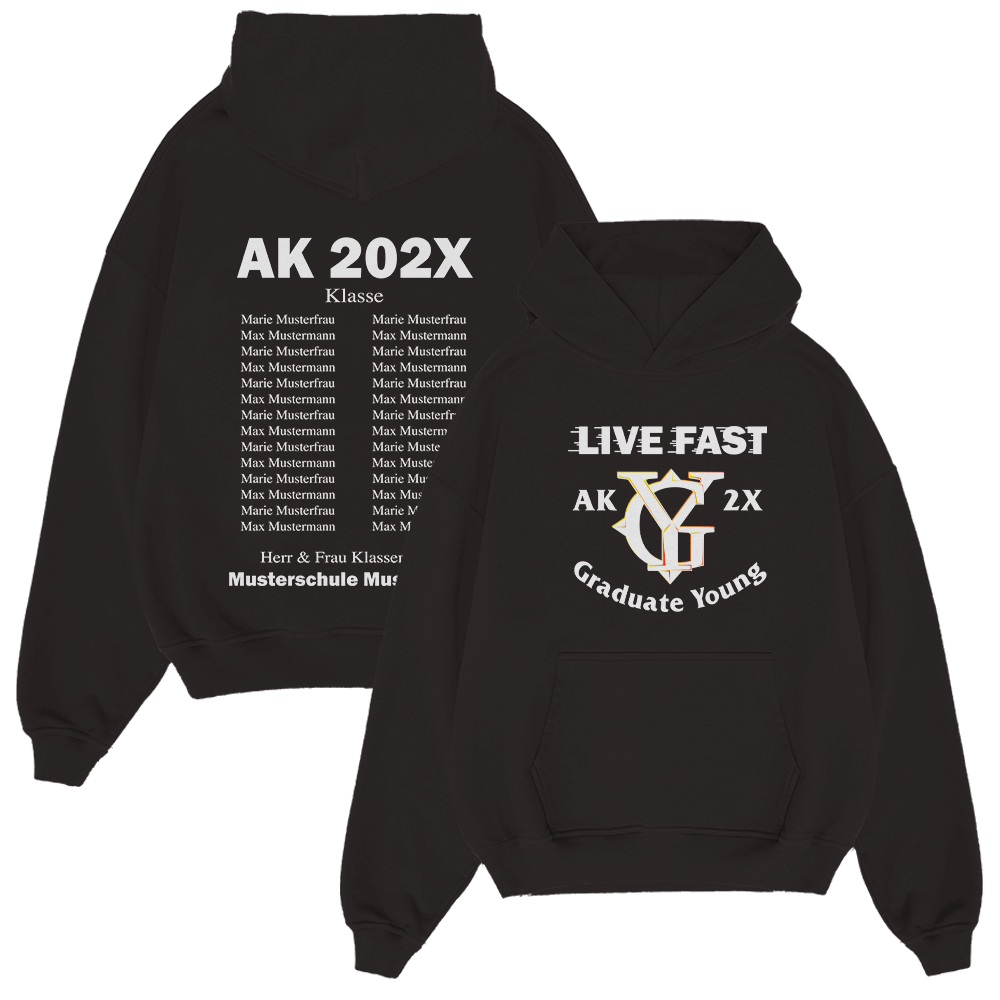 Hoodie, Schwarz, Vorne Tasche, Grafiktext, Unisex