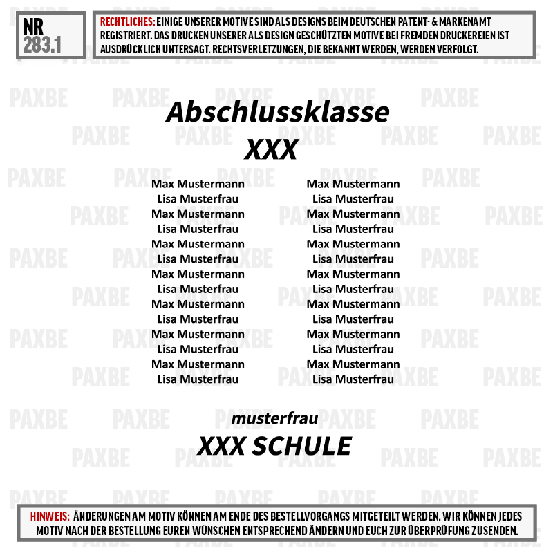 Abschlussklasse, Namensliste, Schülerliste, Schule, Schullogo, abschlussklasse, xxx, schule, musterfrau, musterfrau, gruppe, name, kollektion, schule, kollegium