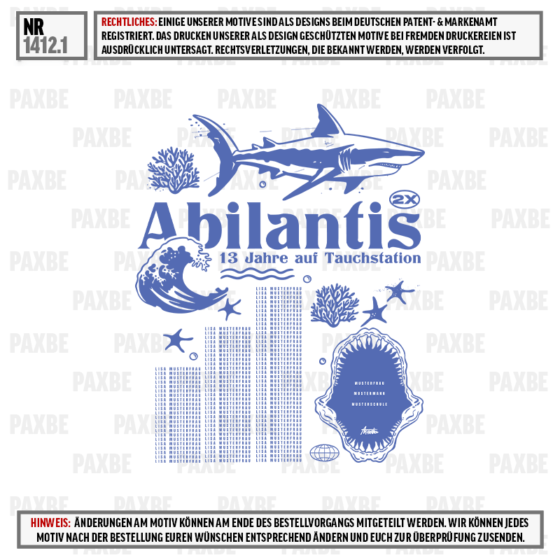 Tauchermotiv, Abenteuerquallen, Hai, Meeresaquarium, Tankschild, ithers hokus, ocean motif, blue print, shark illustration, tattoo style