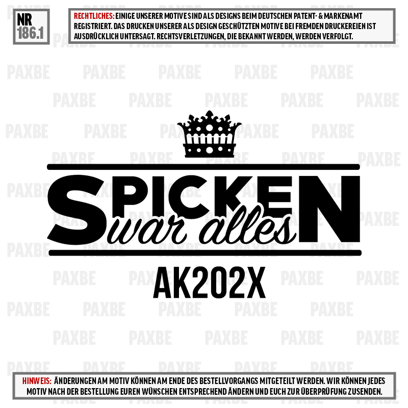 SPICKEN WAR ALLES 186.1 SPICKEN WAR ALLES 186.1