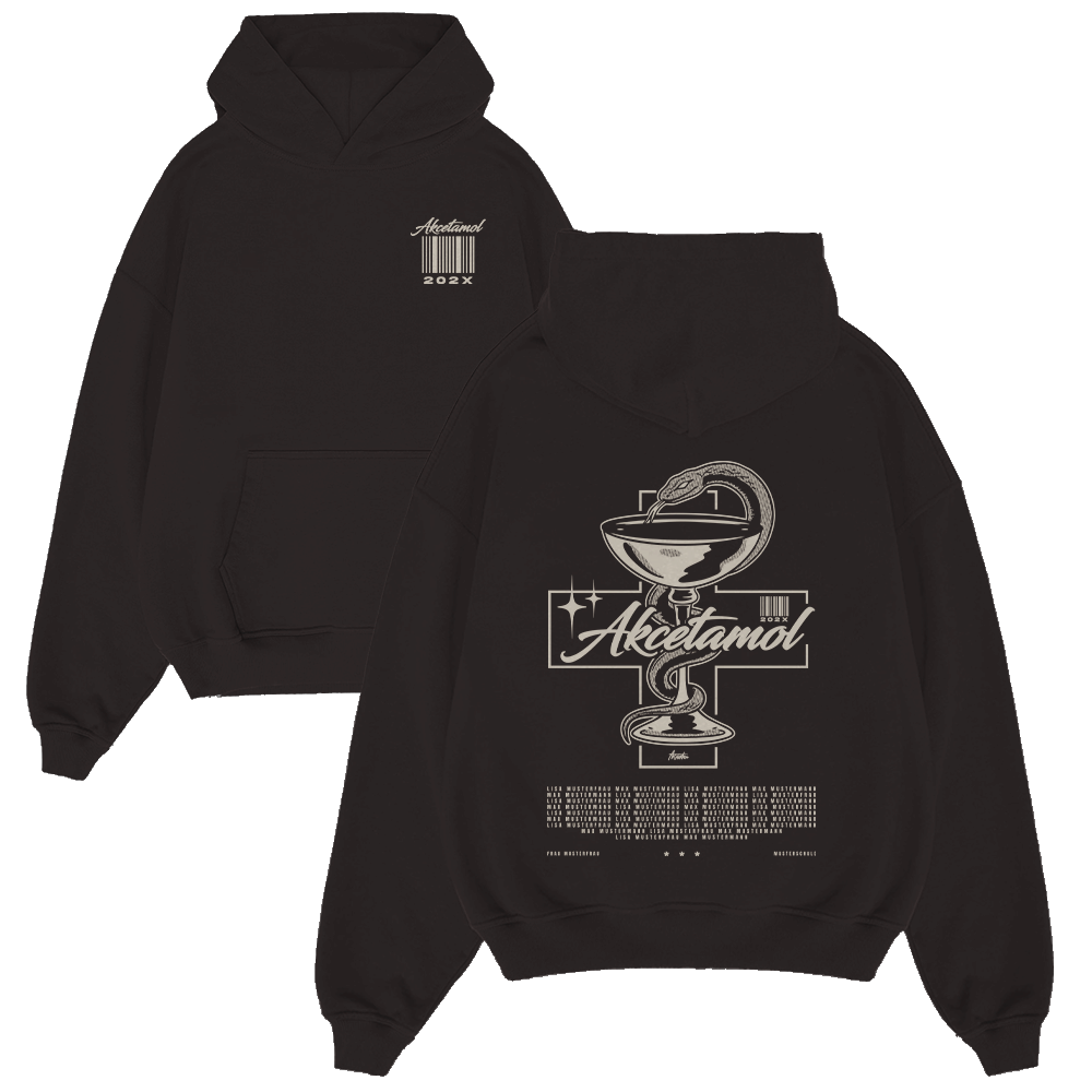 Hoodie, Schwarz, Grafik, Kreuz, Becher