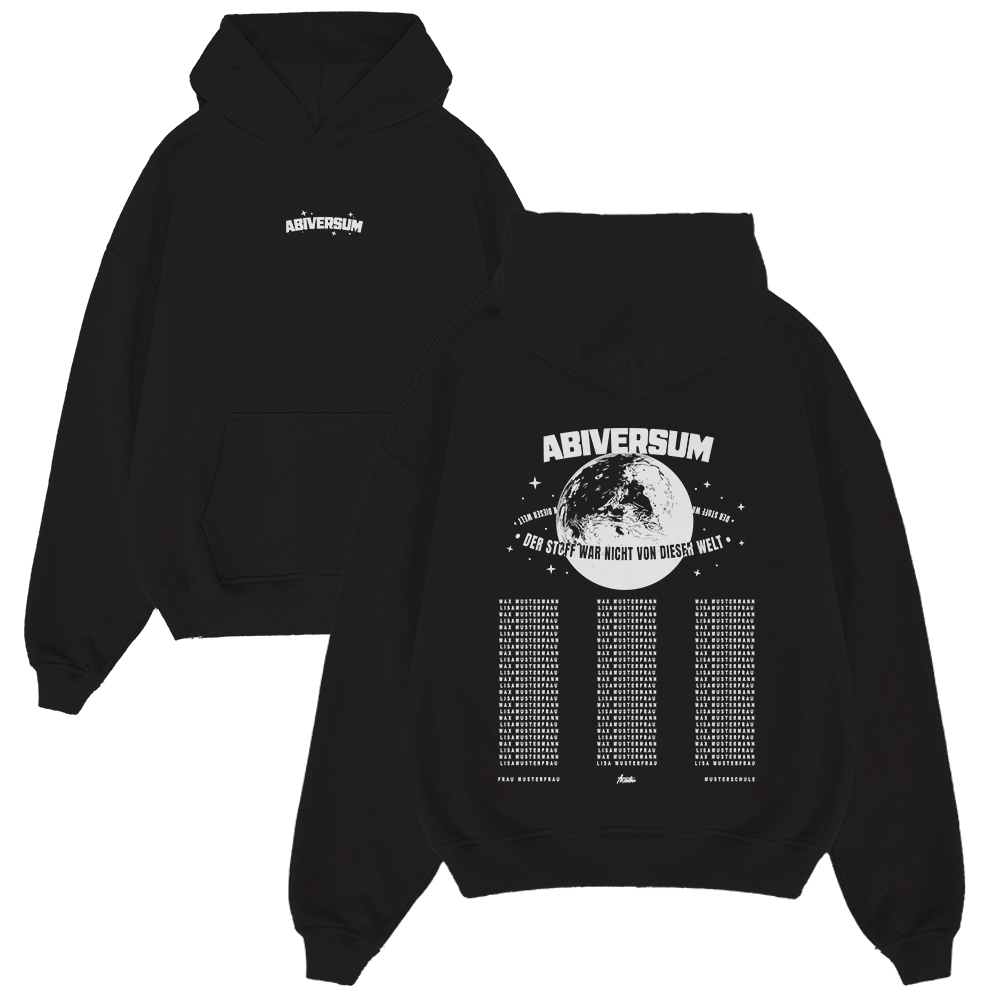 Hoodie, Schwarz, Kapuze, Kängurutasche, Rückendruck